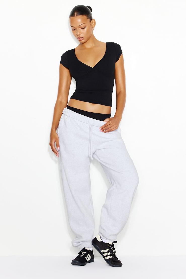 Sleek Crossover T-Shirt - Black - Women Clothing