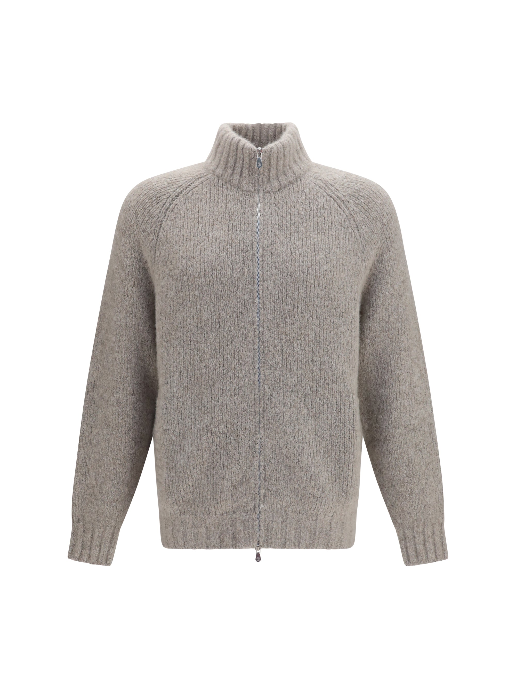 Cashmere and Silk Knit Cardigan — Gray