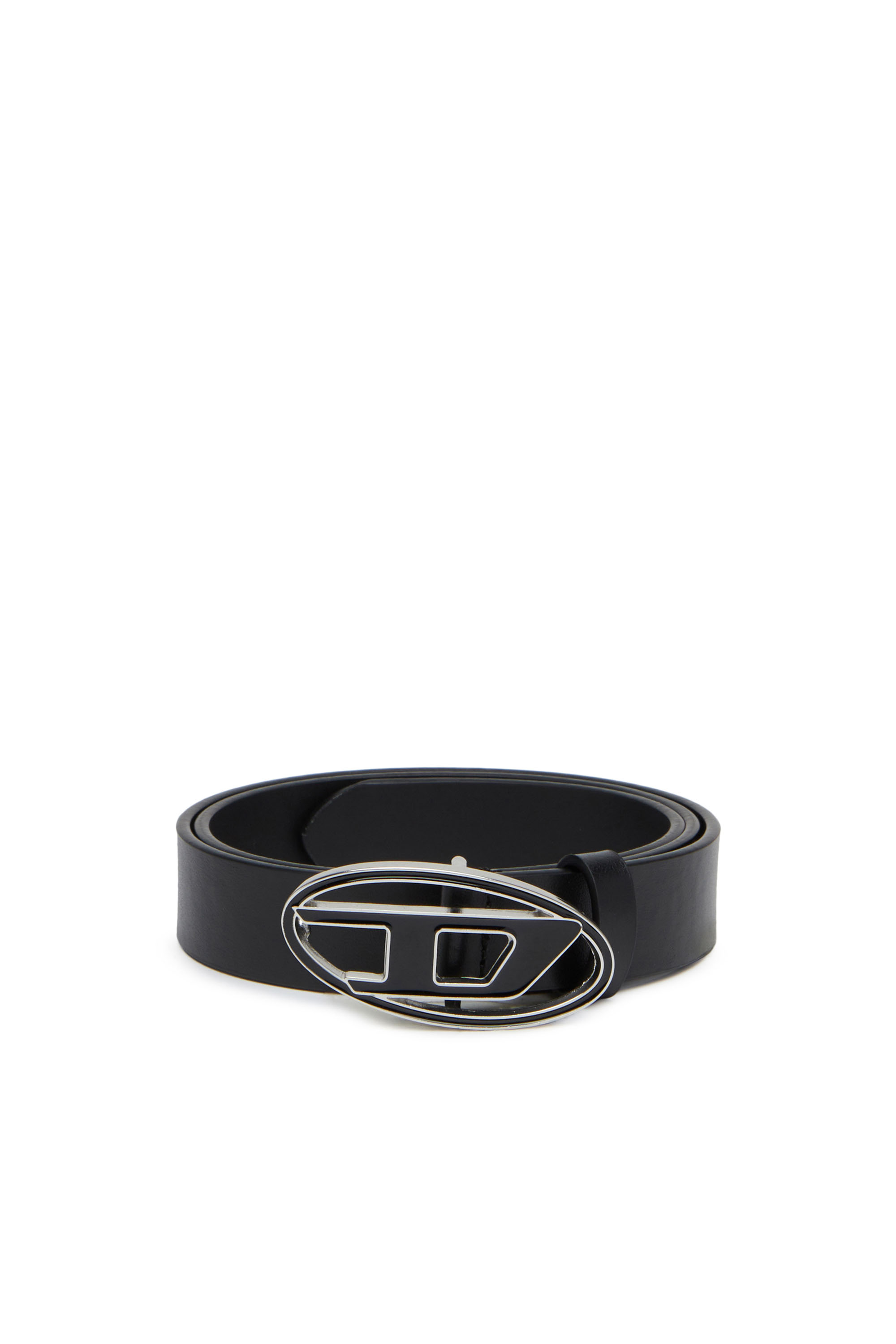 Leather belt with enamelled buckle - Belts - Woman - Black