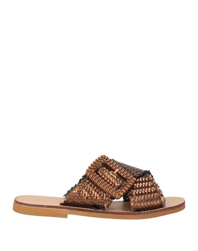 Woman Sandals Bronze Size 9 Textile fibers