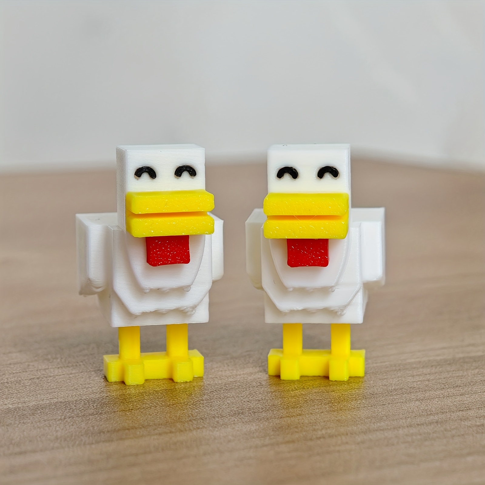 TEMU 3d Printed Duck In Pixel Style - Cute White Animal With Yellow Beak & Feet, Textured Surface For Realistic Look, Room Decor, Party