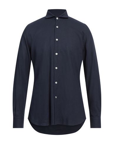 Man Shirt Navy Size M Viscose, Linen