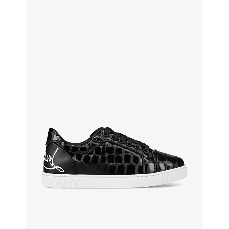 Womens Black Fun Vieira Leather Low-top Trainers