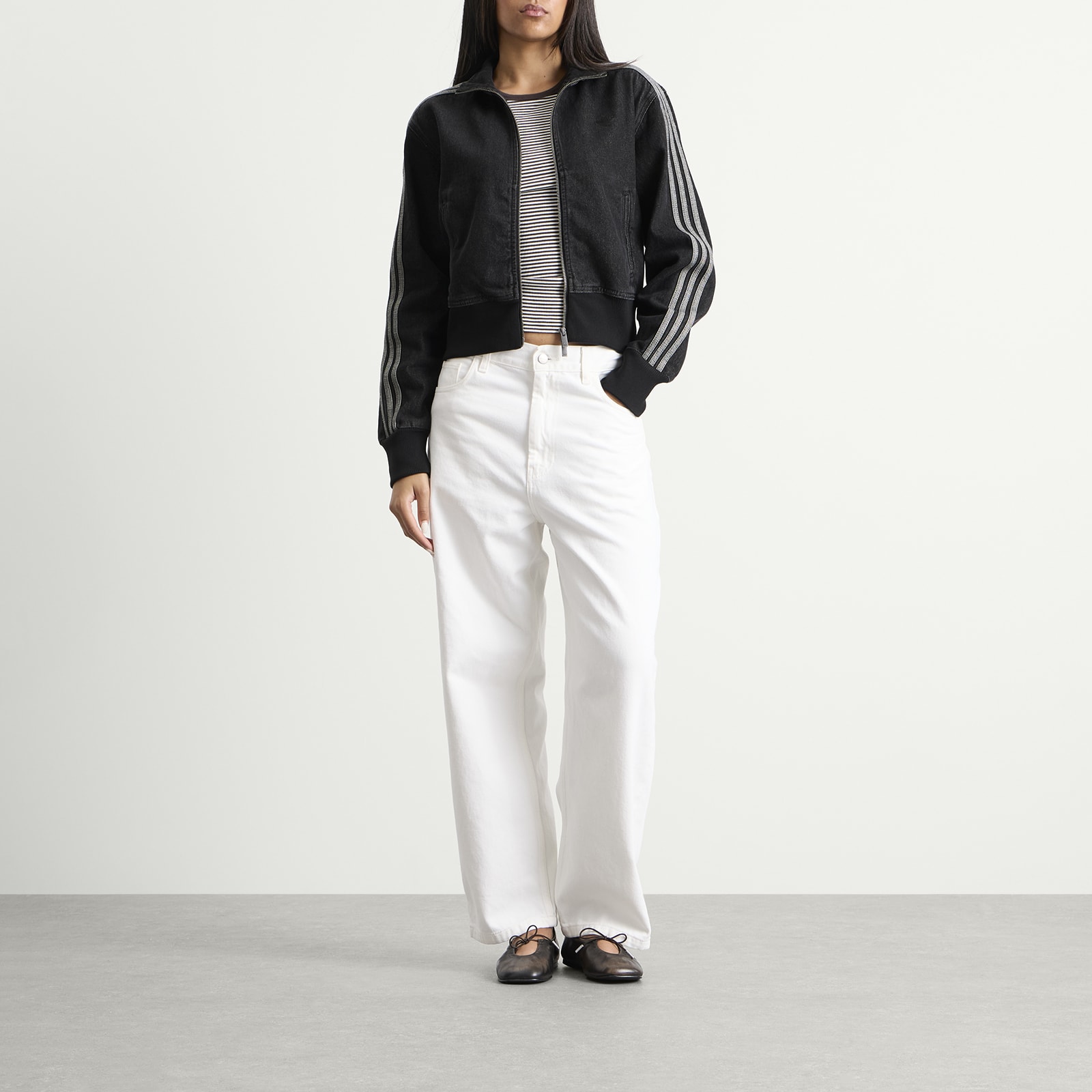 Women's Denim Firebird Track Top in True Black Denim