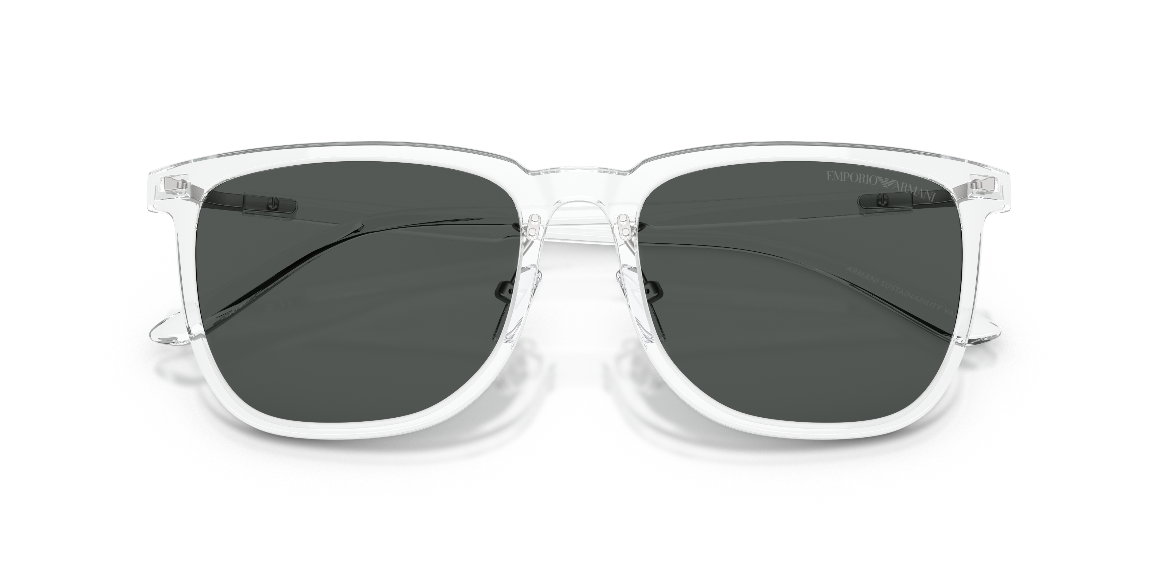 Emporio Armani Unisex Emporio Armani EA4255D 634487 Sunglasses Injected Transparent Grey Geometric Norma