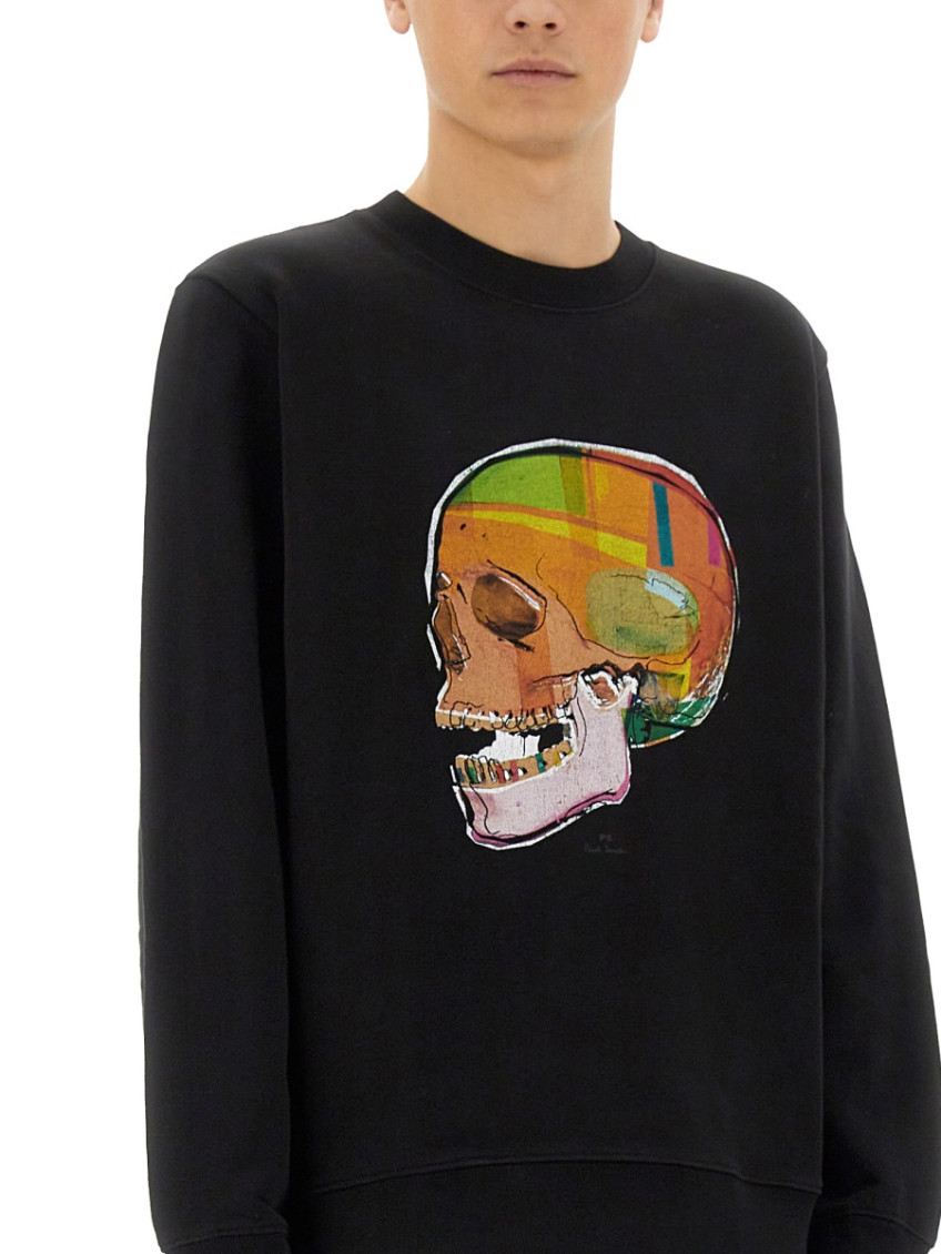 Skull Sketch Print Sweatshirt