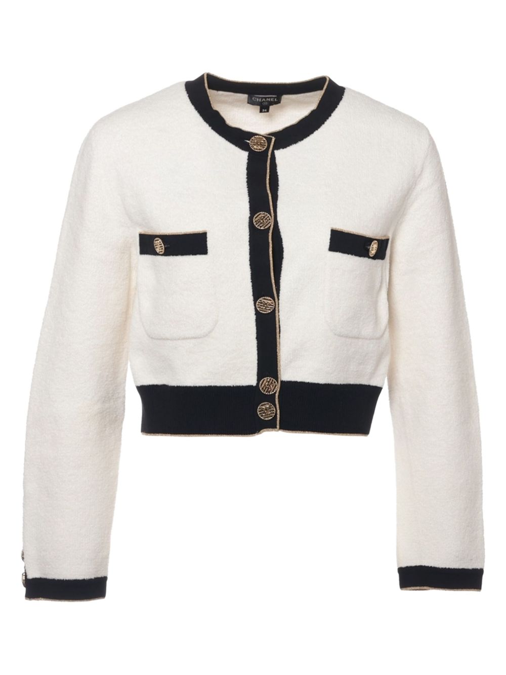 CHANEL Pre-Owned contrasting-trim cardigan - White