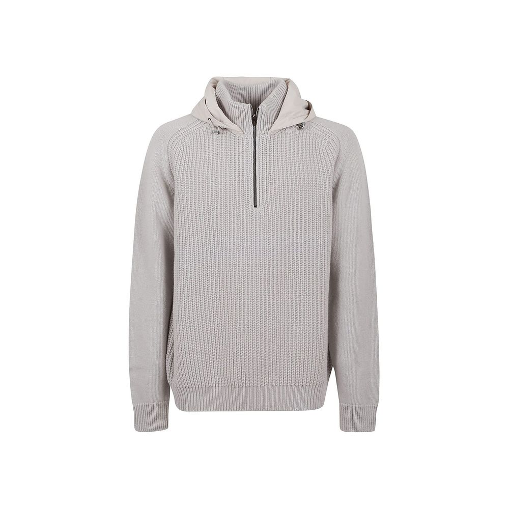 Wool Knit Hoodie — Gray
