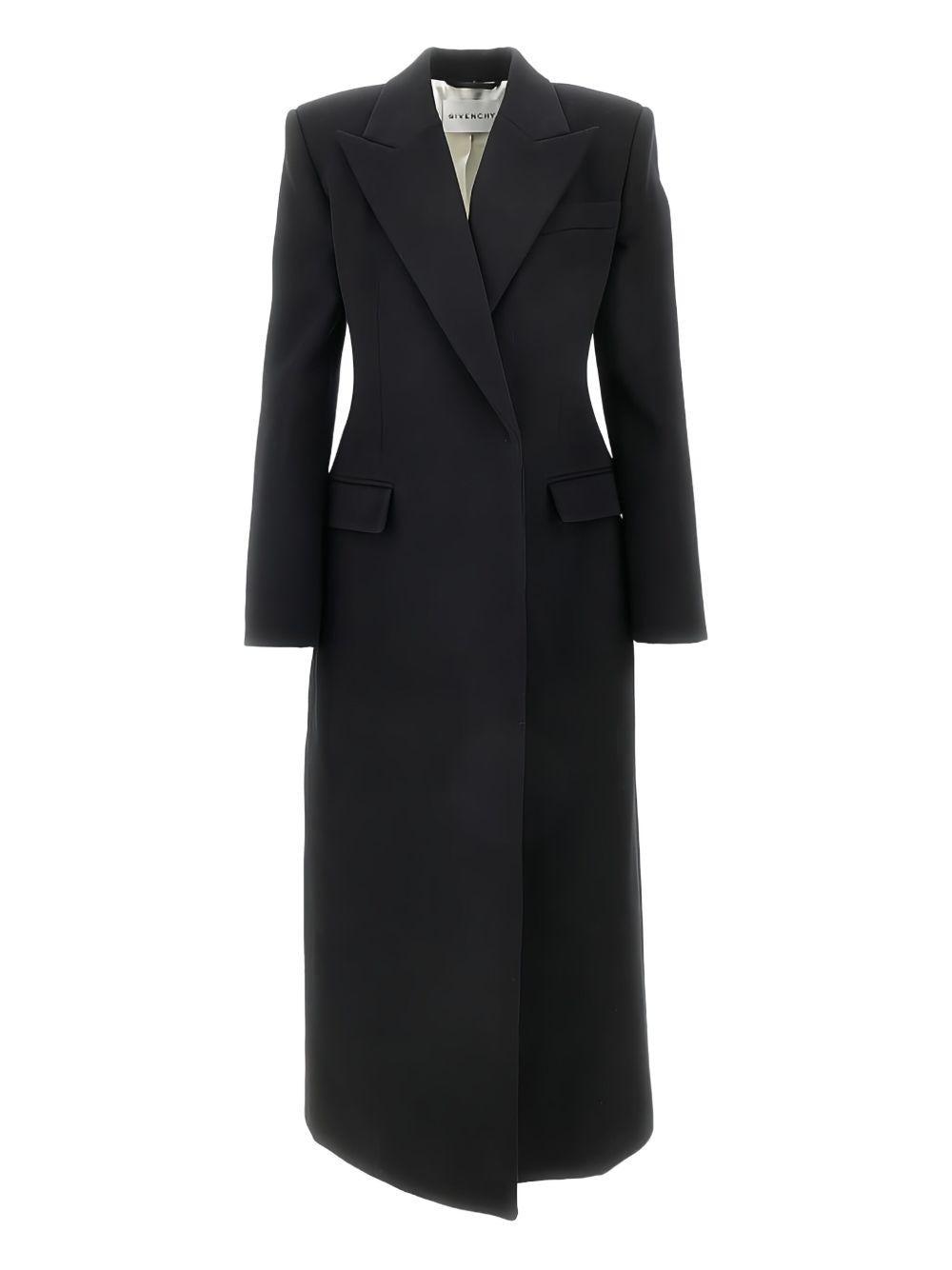 Double-Breasted Wool Coat — Black
