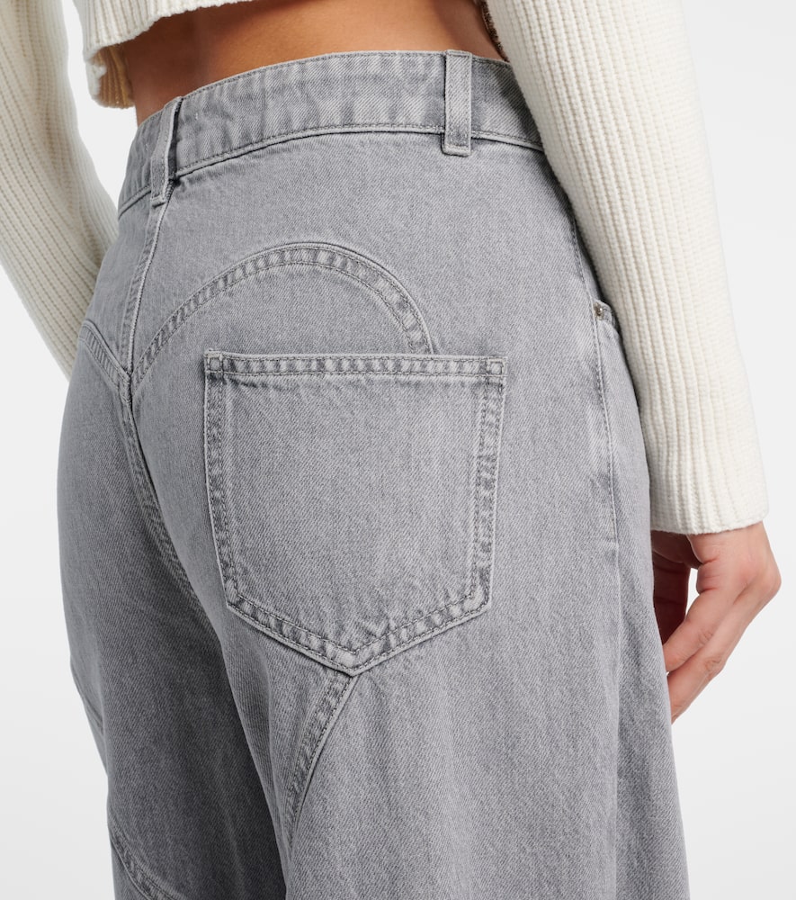 Distressed embellished wide-leg jeans