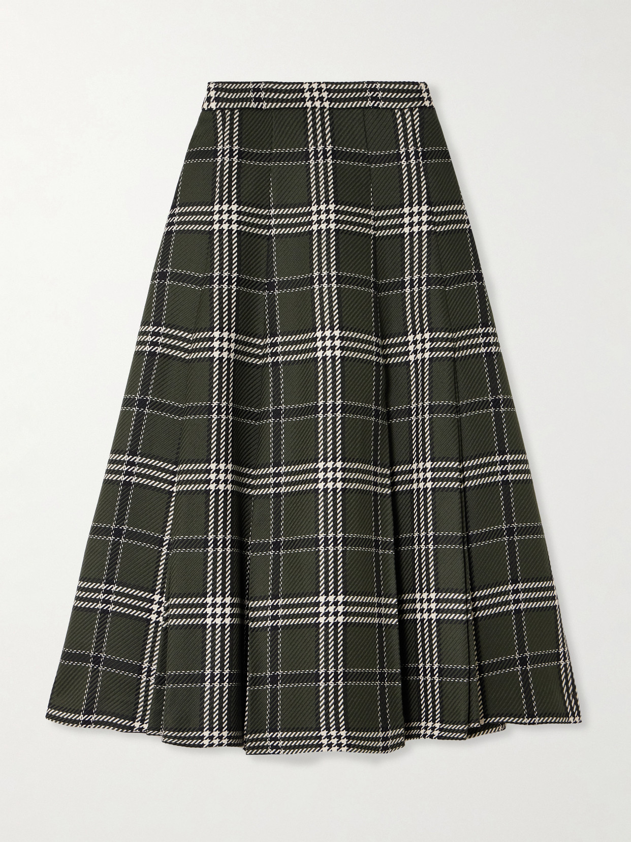 Kensie Checked Wool-blend Midi Skirt - Green