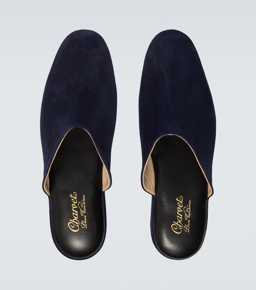 Leather-lined suede slippers