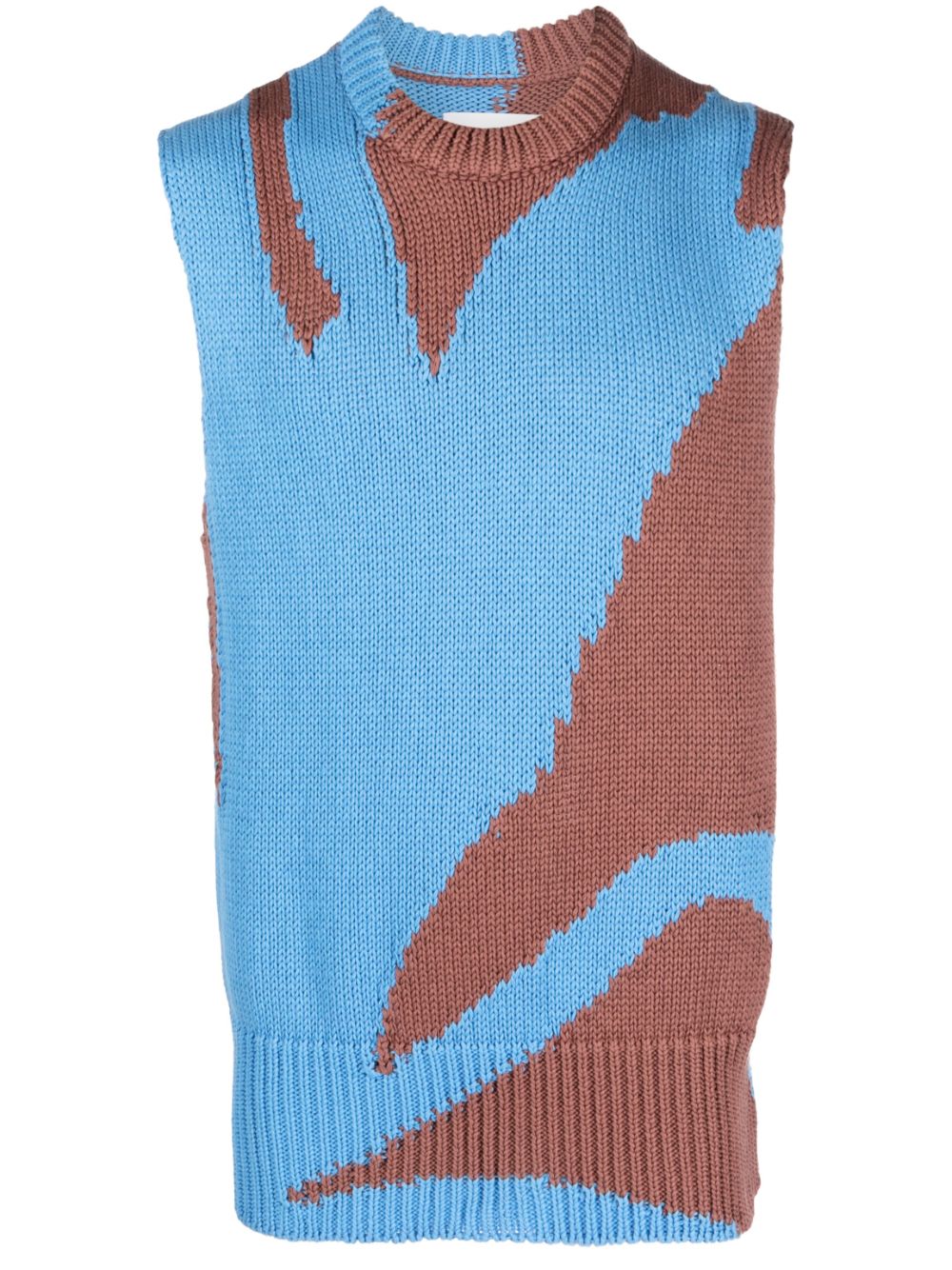 Abstract-print cotton vest - Blue