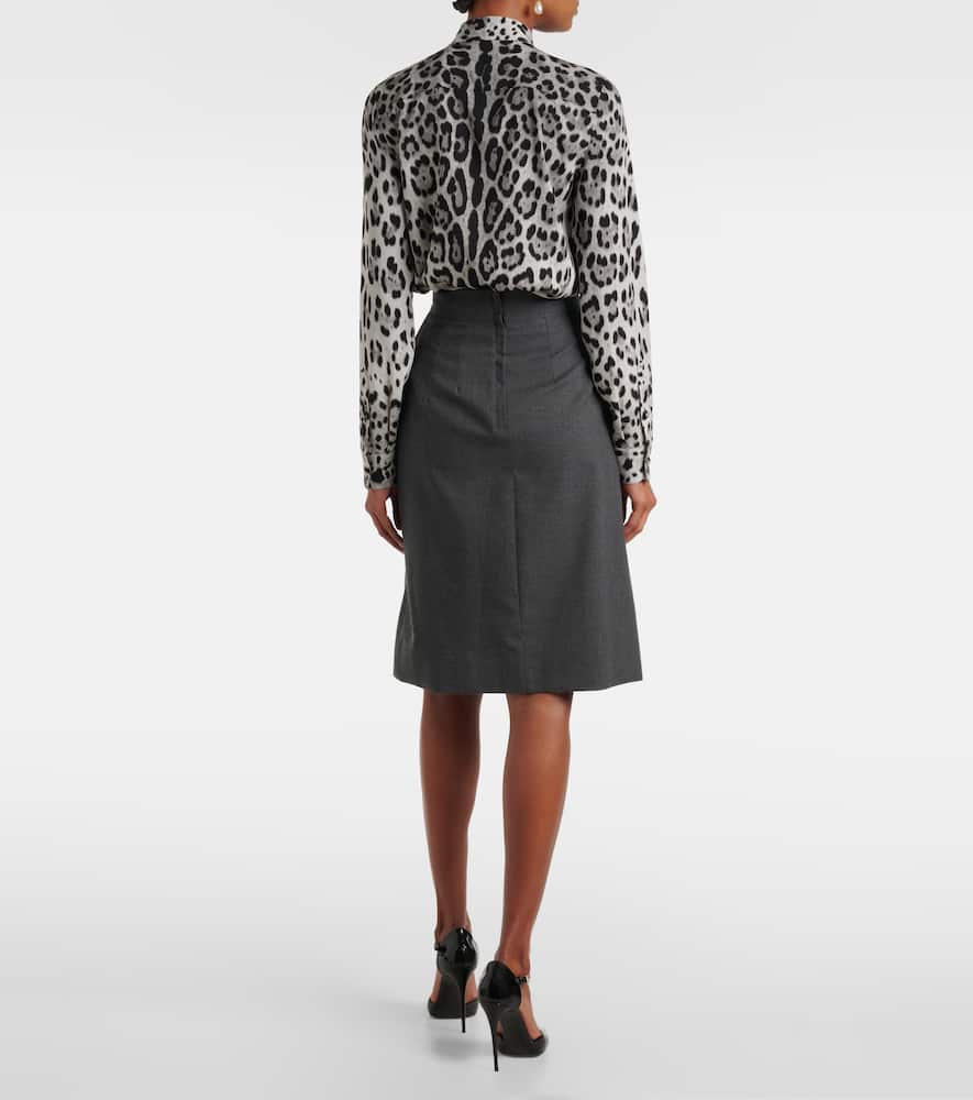 Virgin wool midi skirt