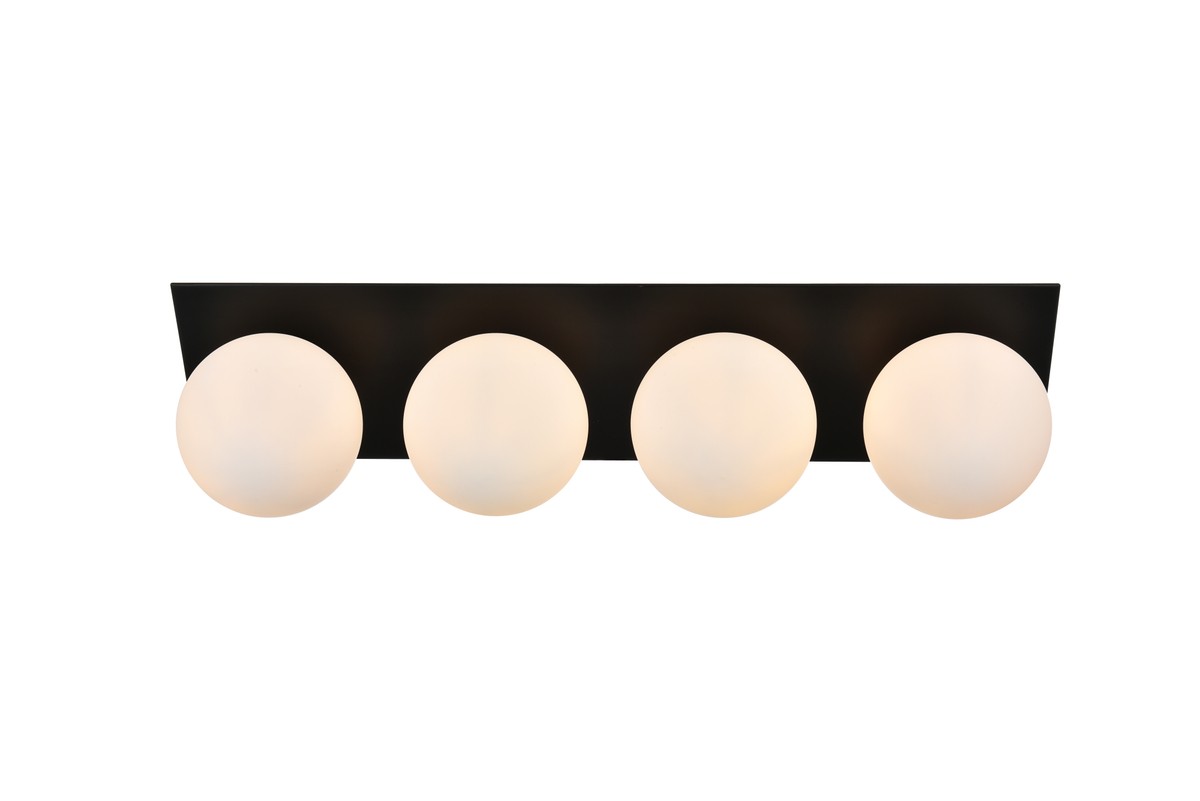 Black and frostedhite Four Light Bath Sconce from the Jillian Collection