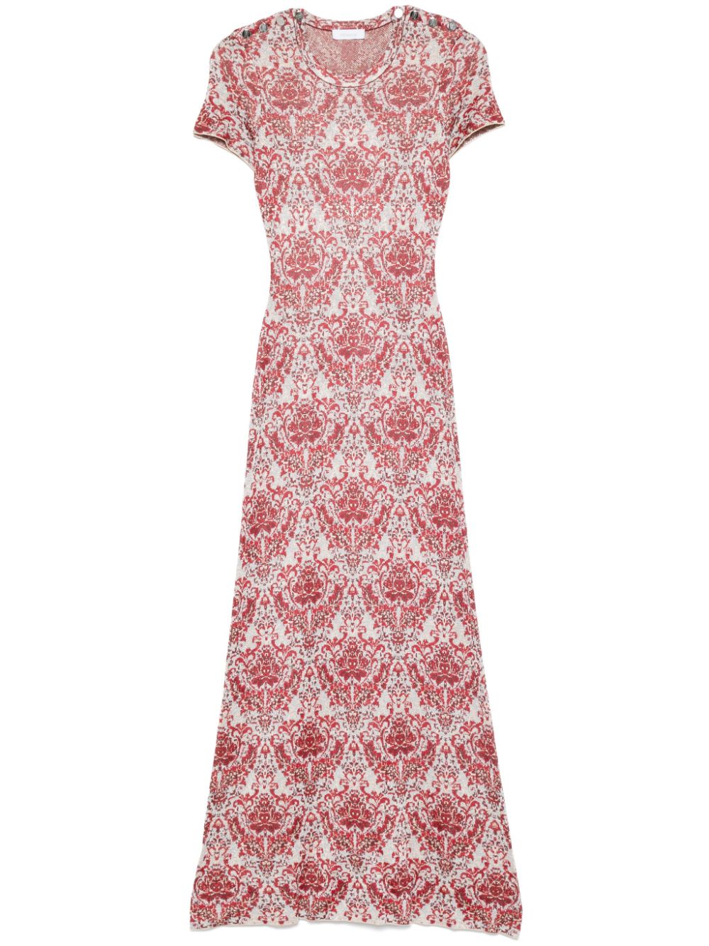 Paisley jacquard knitted maxi dress - Red