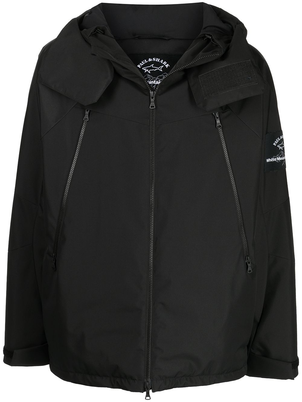 Logo-patch hooded jacket - Black