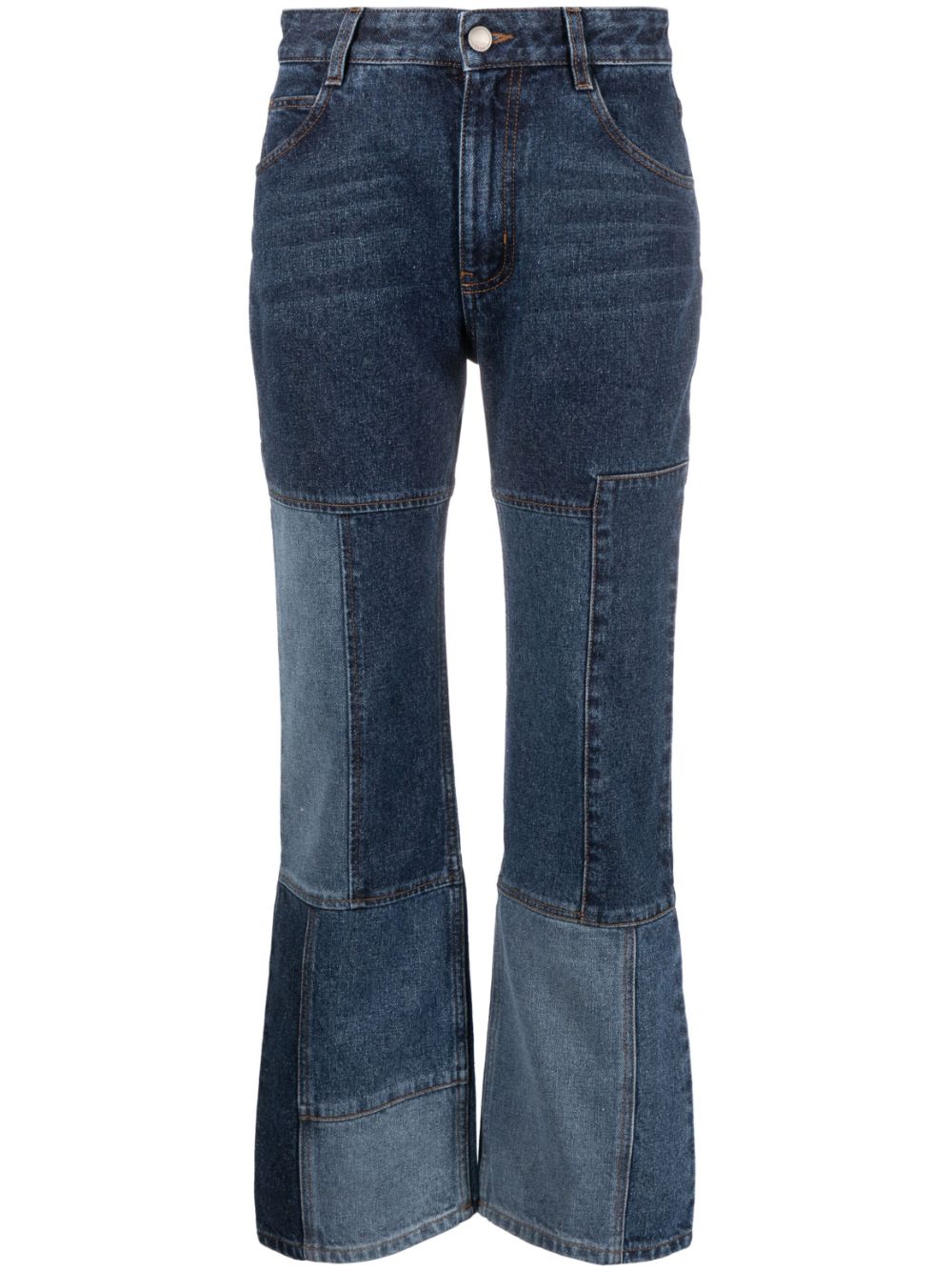 Patchwork cropped flared jeans - Blue