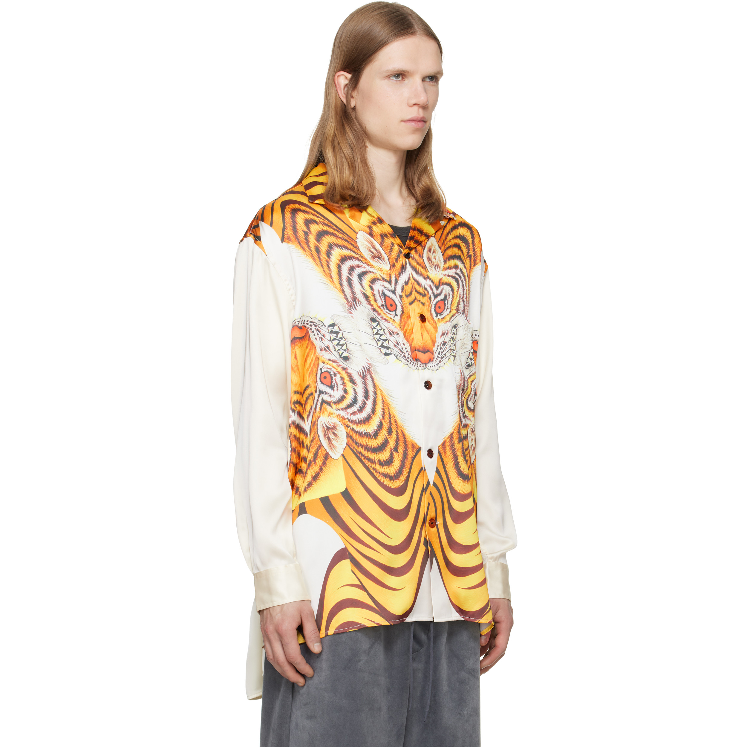 Yellow Satin Graphic Shirt