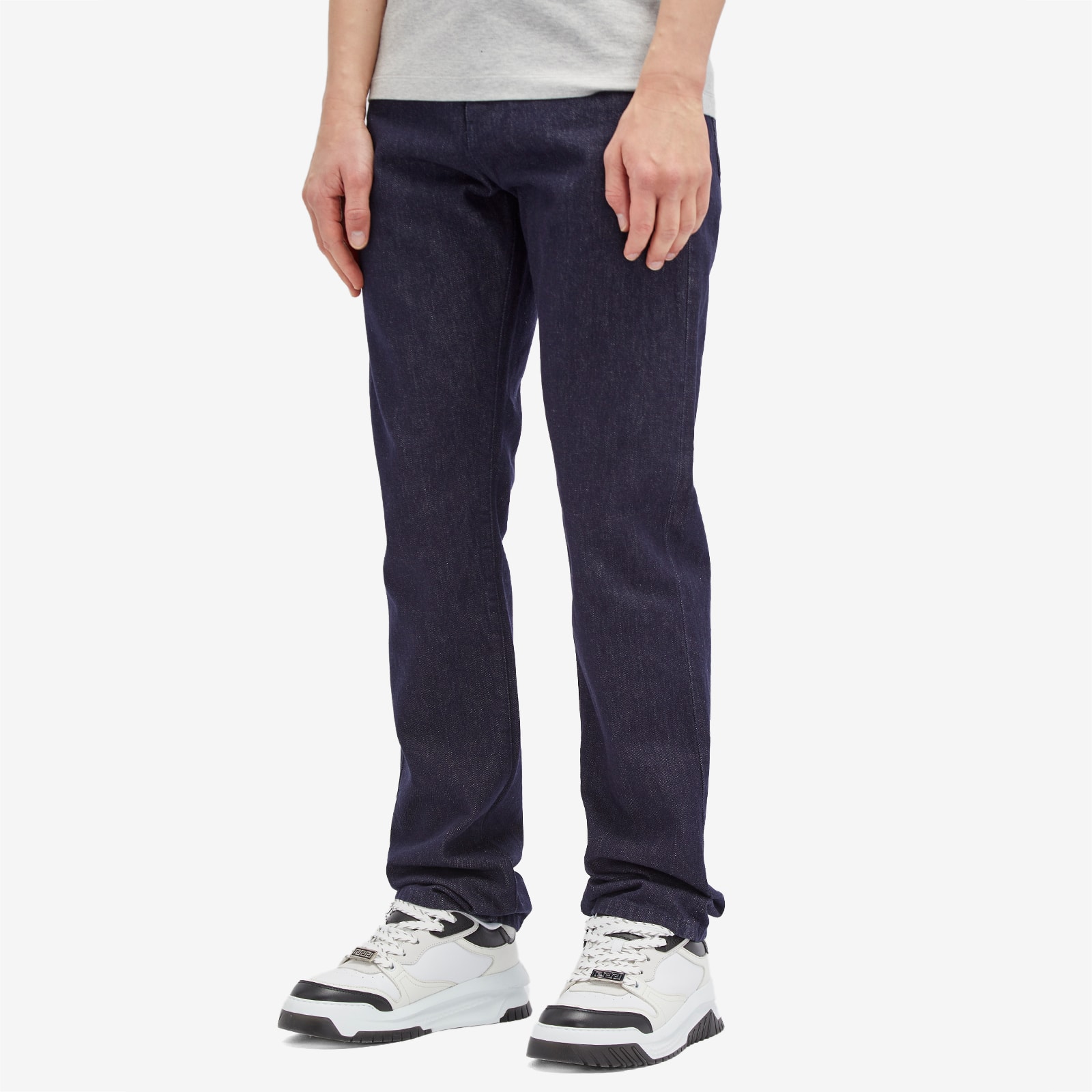 Men's Reactive Embroidered Denim Jeans in Dark Blue