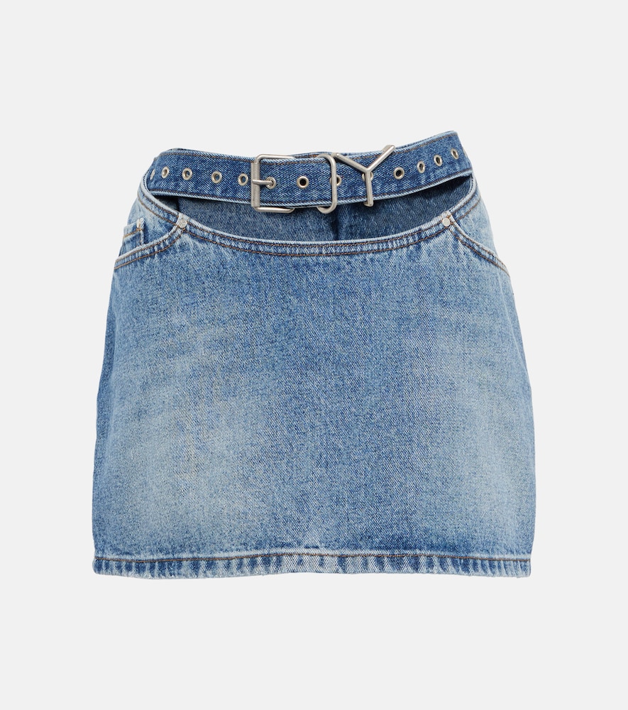 Cut-out denim miniskirt