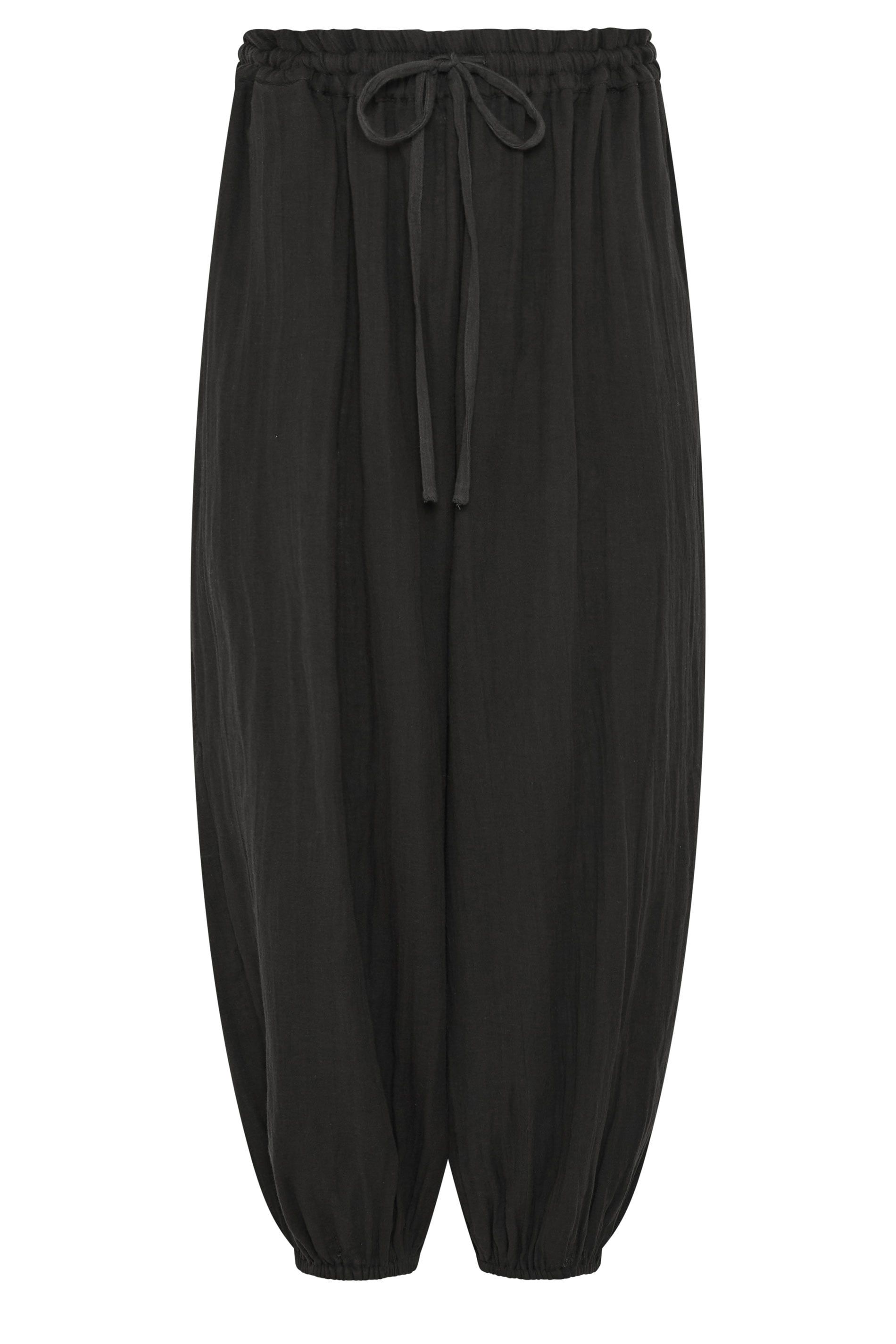 PixieGirl Women's Petite Cheesecloth Balloon Trousers in Black
