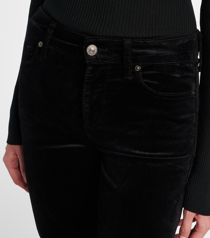 Leggy Bootcut mid-rise cotton-blend velvet bootcut pants