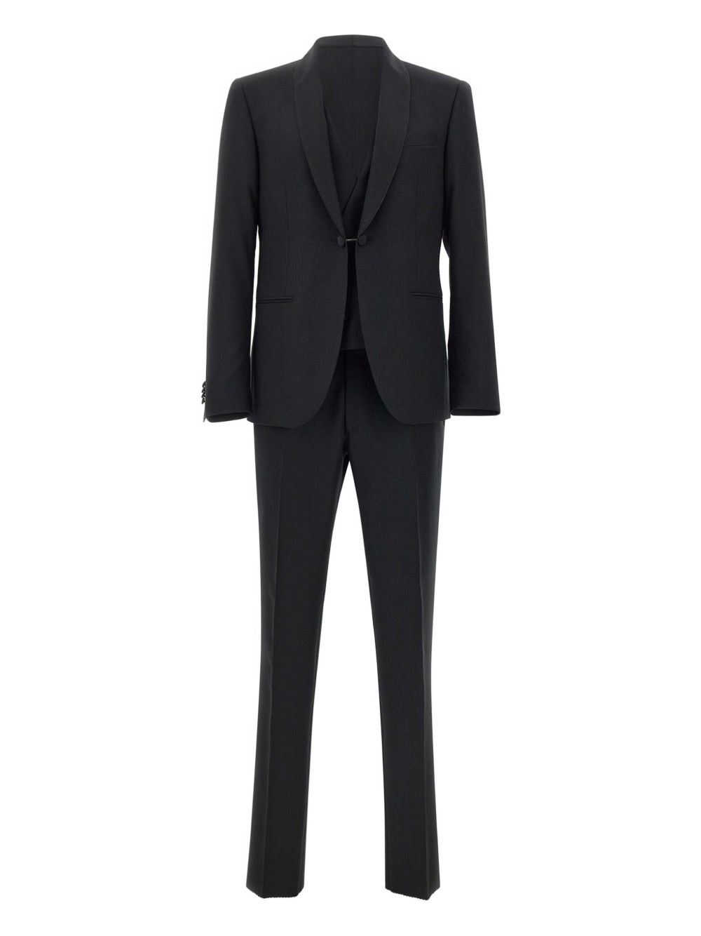 Corneliani satin-trim three-piece suit - Black