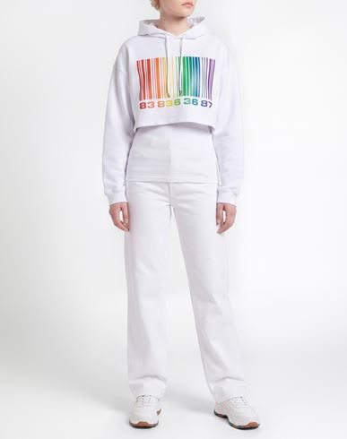 Woman Sweatshirt White Size M Cotton, Polyester