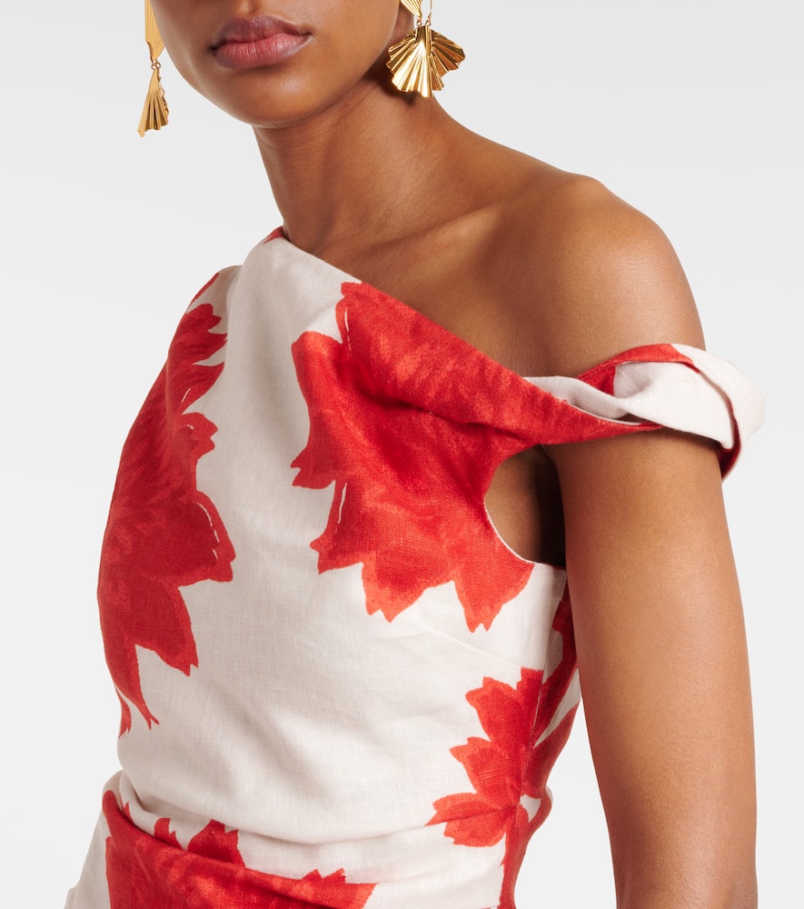 Floral draped linen top