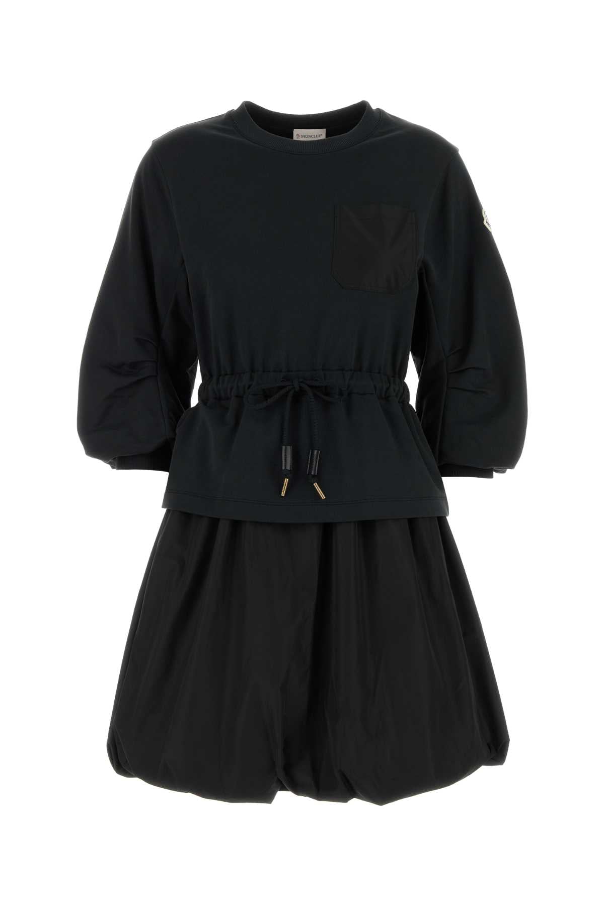 Cotton Sweatshirt Dress — Black