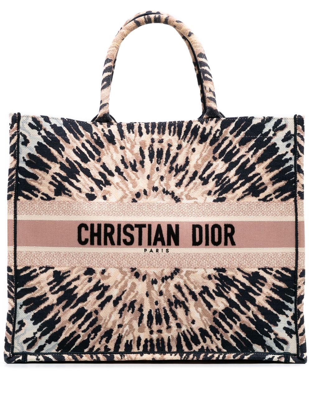 2020 Large Embroidered Canvas Tie Dye Book tote bag - Brown