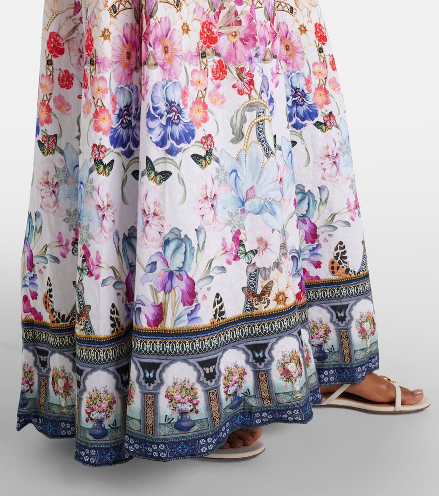 Camilla Crystal-embellished linen maxi skirt