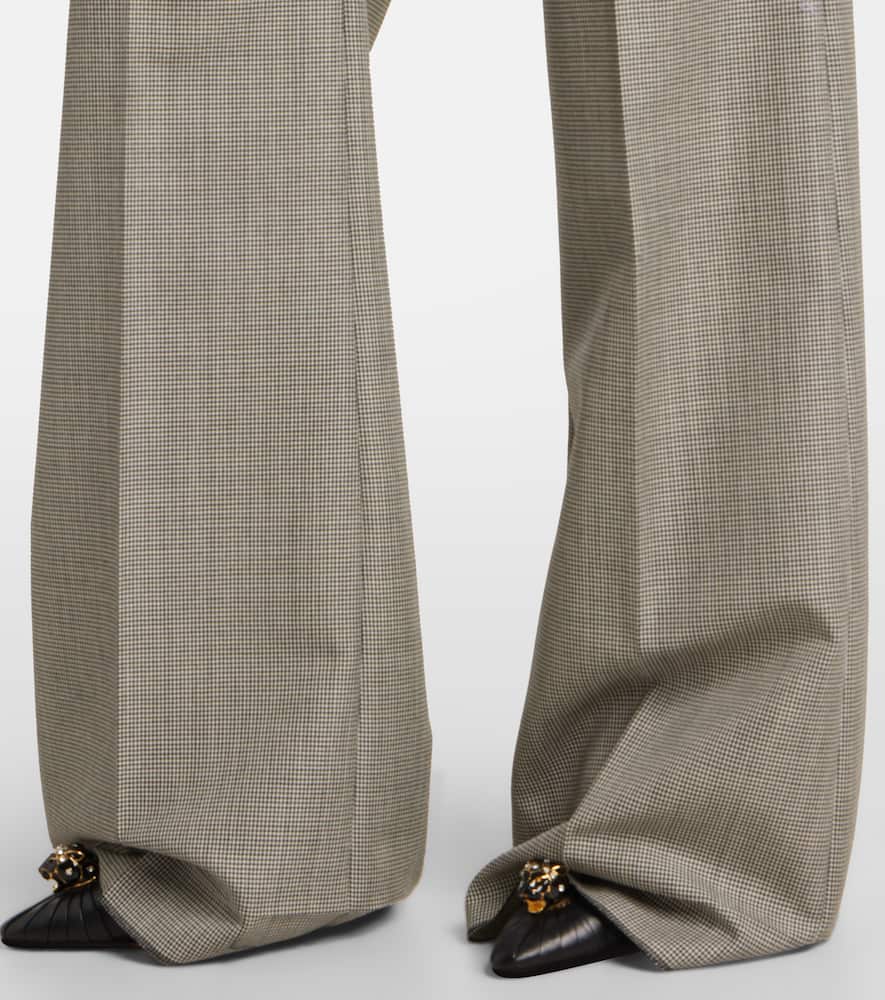 Checked wool and mohair wide-leg pants