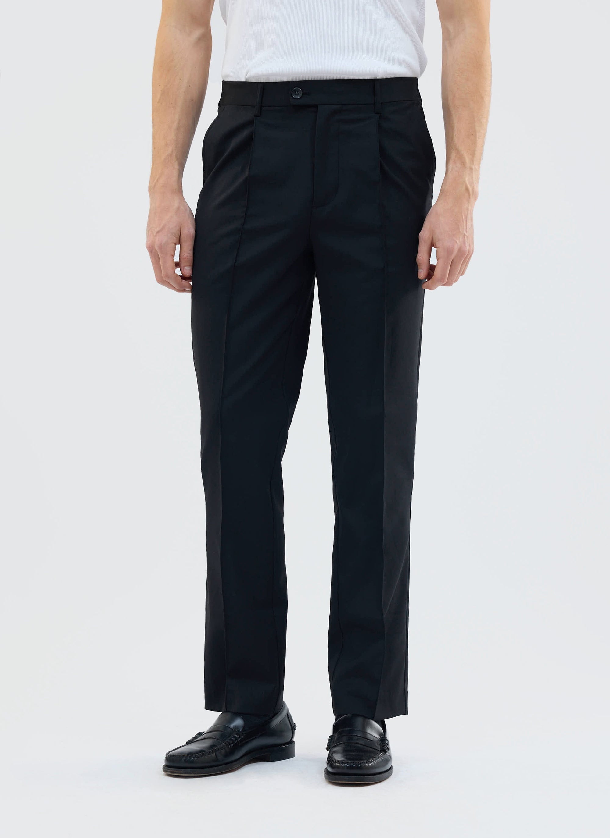 Tailored Elasticated Waist Trousers Cotton Black
