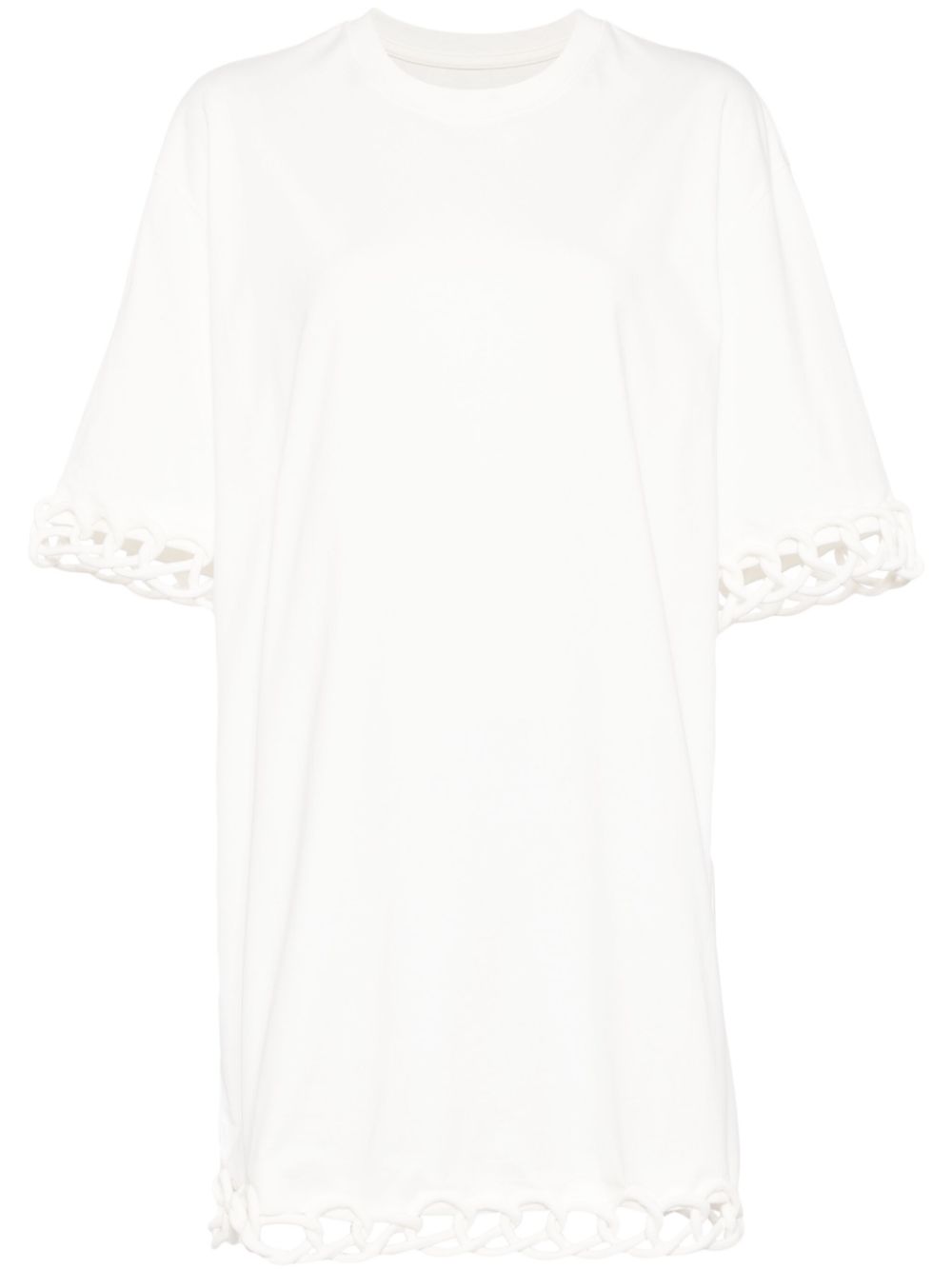 Perforated-detailing cotton dress - White