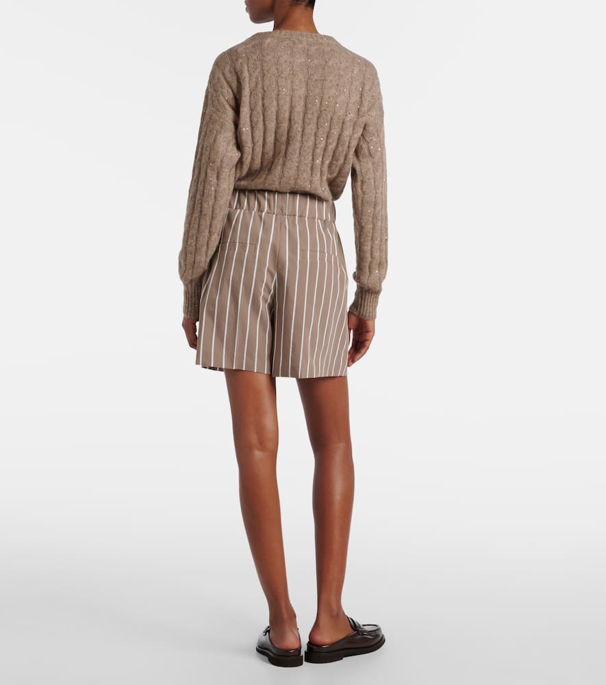 Striped cotton-blend Bermuda shorts