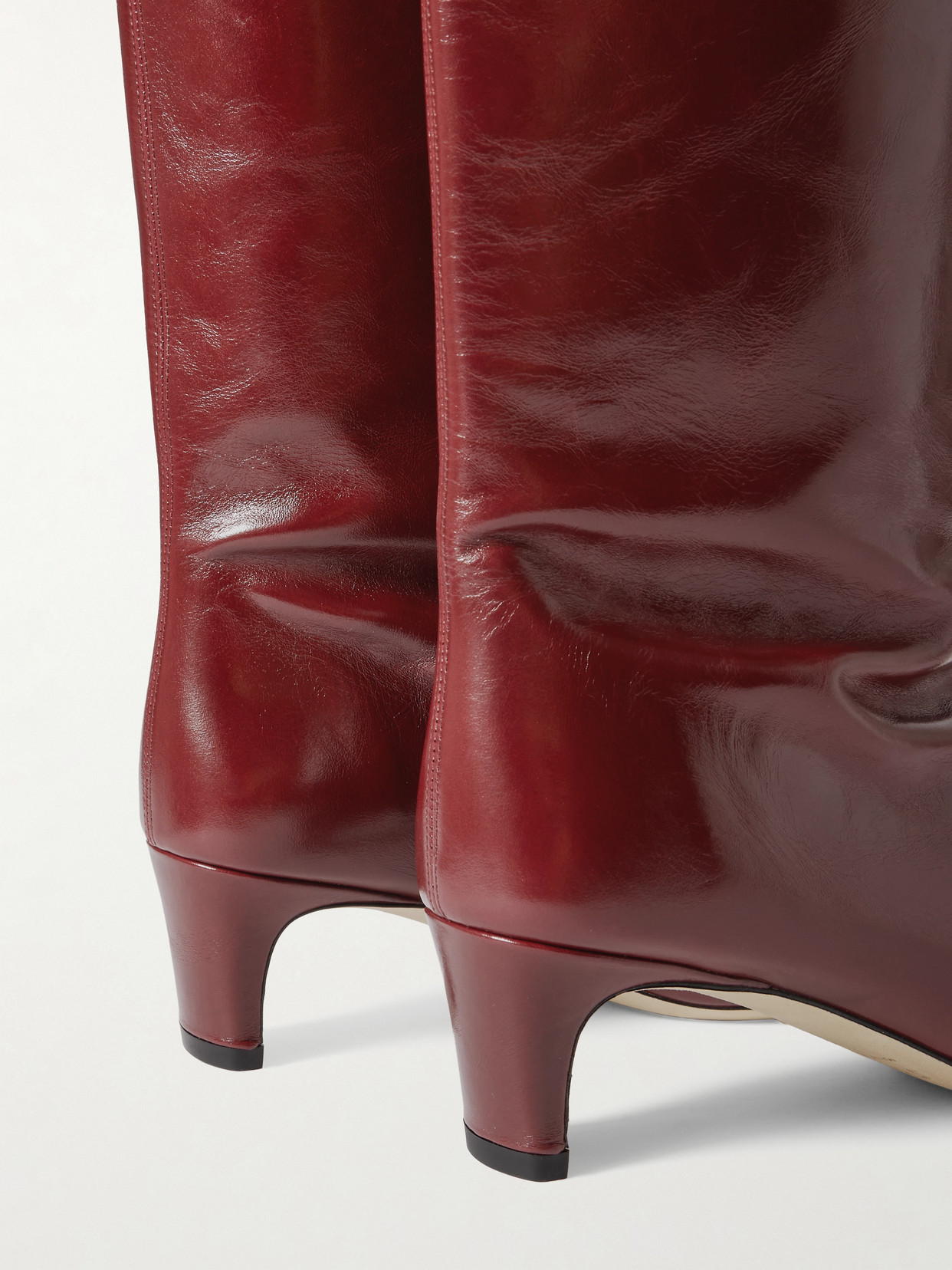 Wally Leather Knee Boots - Burgundy