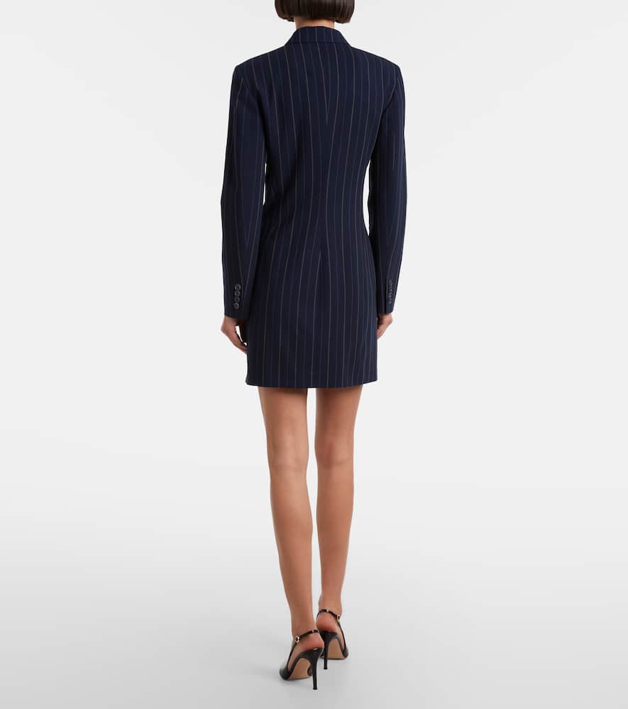 Striped double-breasted wool blazer dress