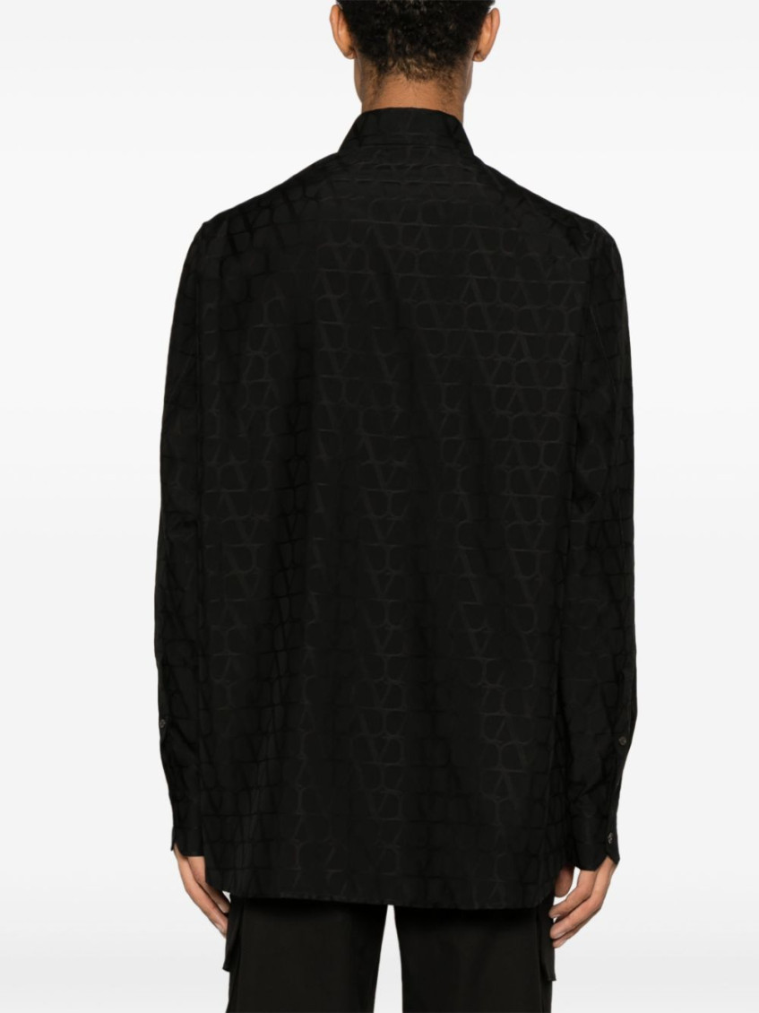 Black Black Texture Monogram Jacquard Shirt