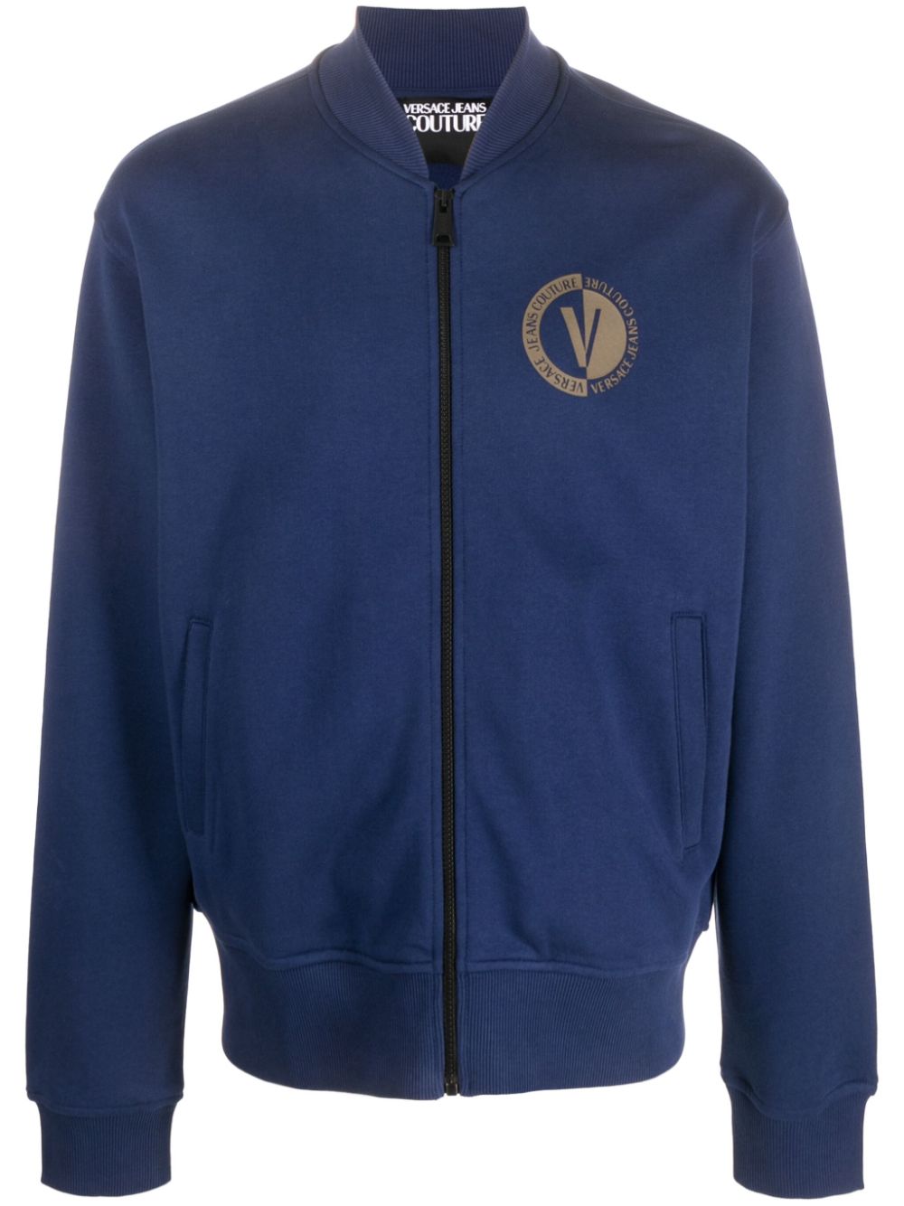 Logo-print cotton bomber jacket - Blue