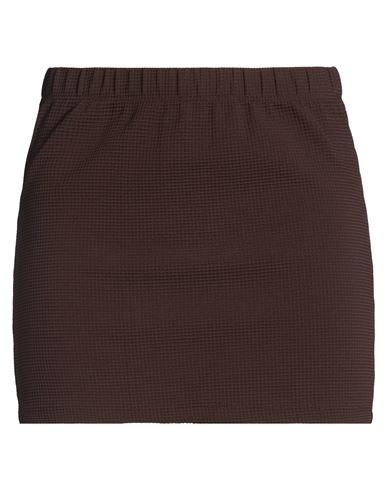 Woman Mini skirt Dark brown Size S Nylon, Elastane