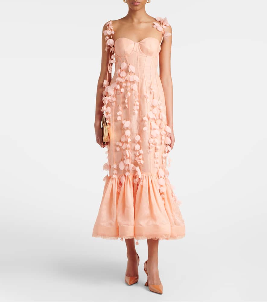 Dawning linen and silk midi dress