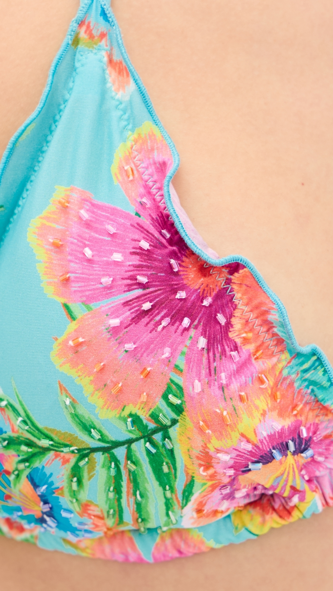 Embroidered Lettuce Edge Triangle Swim Top Solana D