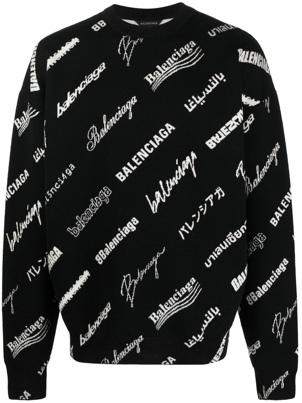 Logo-print crew neck jumper - Black