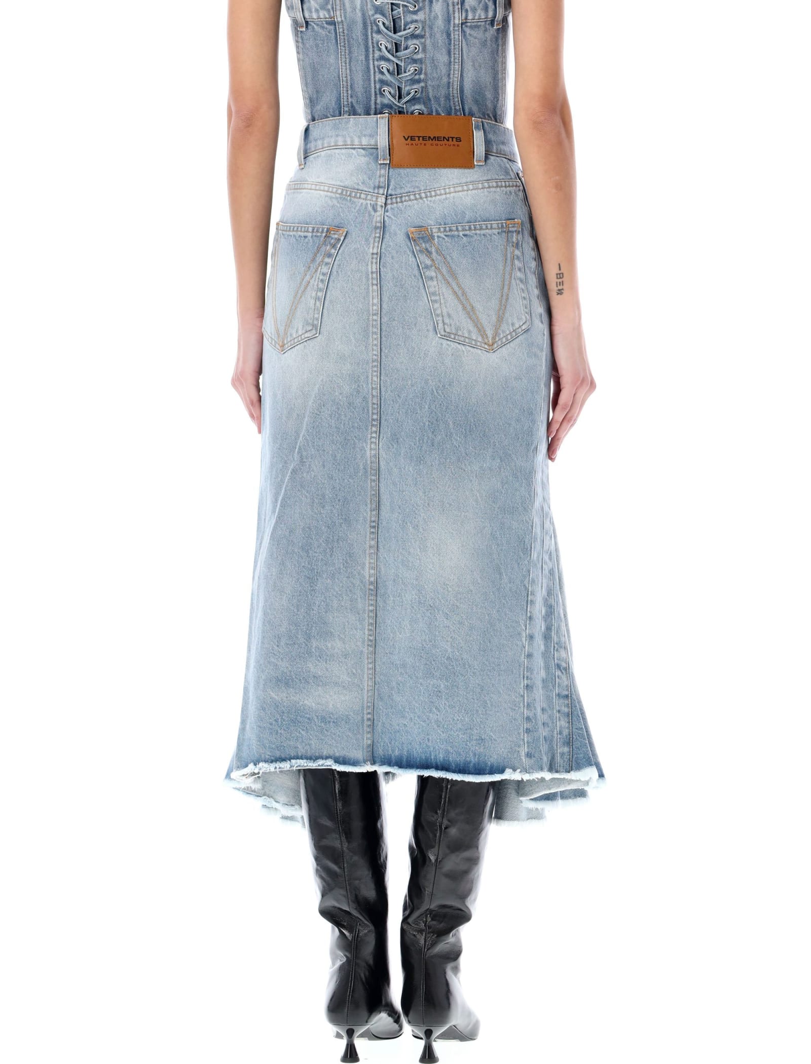 Flared Denim Midi Skirt