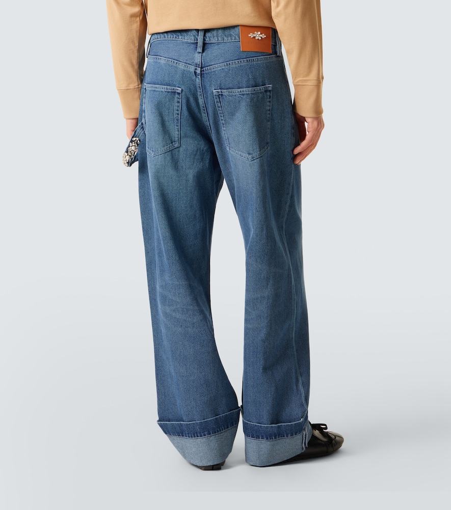 Crystal-embellished straight jeans