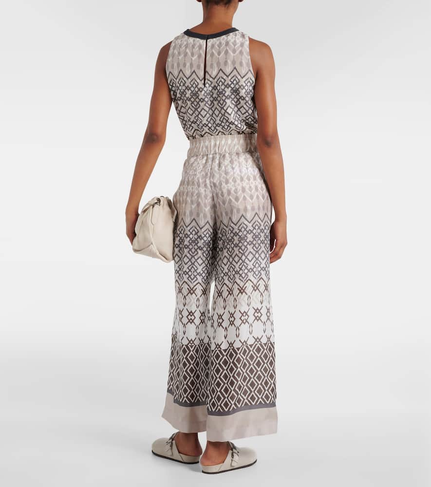 Printed silk wide-leg pants