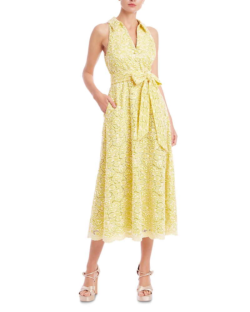 Eyelet Lace Halter Midi Dress