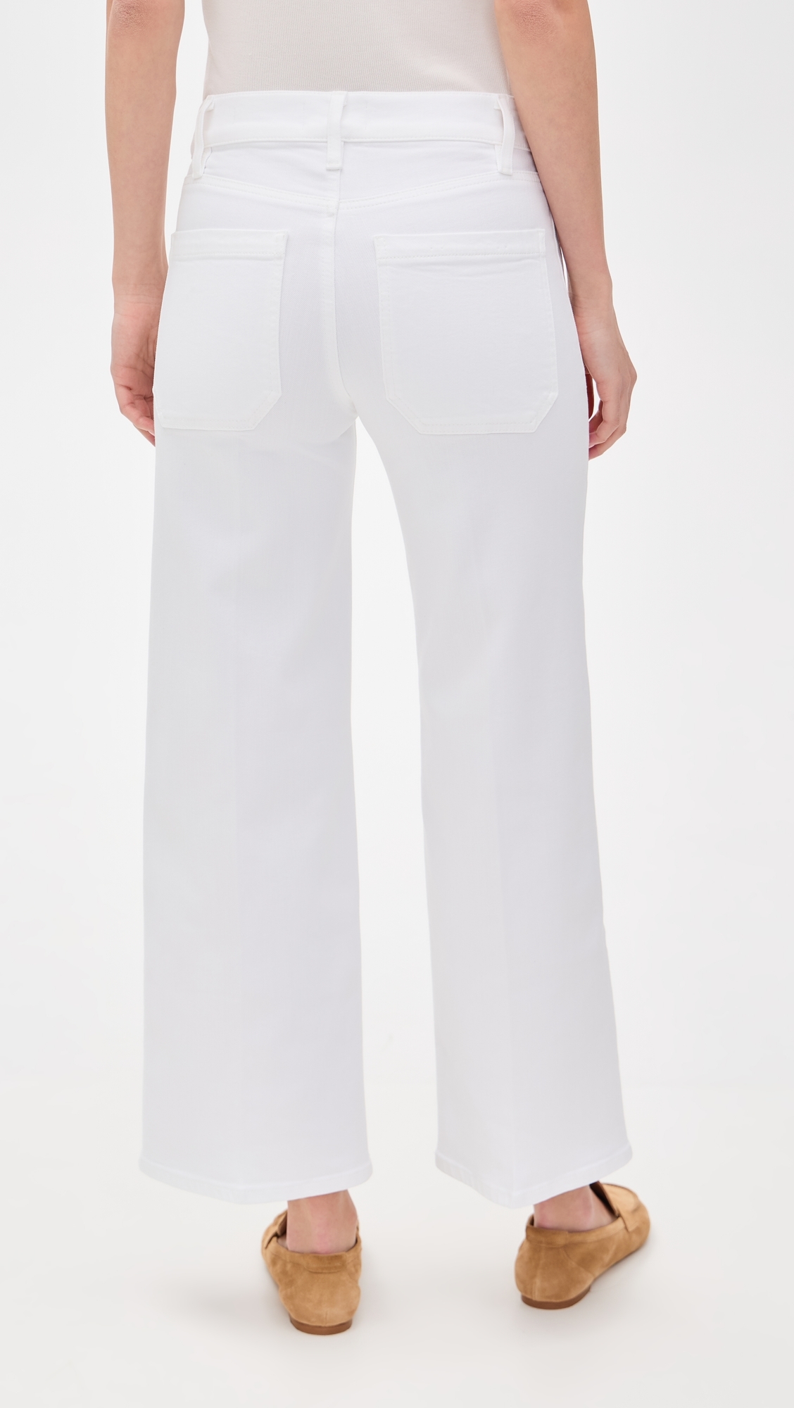 FRAME Le Slim Palazzo Modernist Pocket Jeans White
